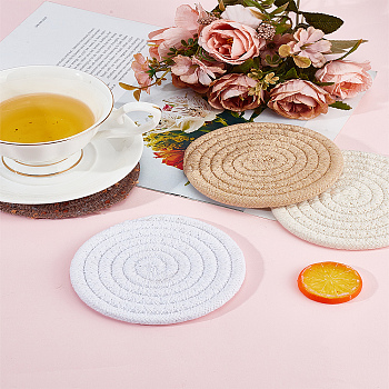 4Pcs 4 Styles Cotton Hot Pads for DIY Craft Supplies, Flat Round, Mixed Color, 111~120x2~9mm, 1pc/style