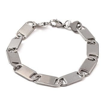 Tarnish Resistant 304 Stainless Steel Mariner Link Chain Bracelets, with 201 Stainless Steeel Findings, Stainless Steel Color, 8-3/4 inch(22.2cm)