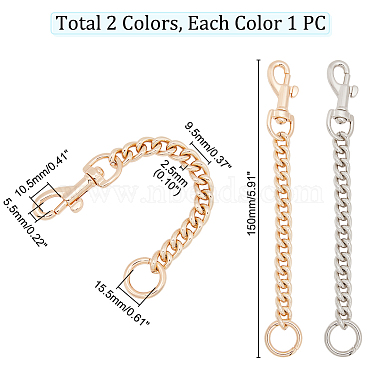 WADORN 2Pcs 2 Colors Iron Bag Curb Chains(DIY-WR0001-97)-2