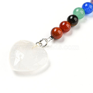 Porte-clés pendentif coeur en cristal de quartz naturel(G-Z033-05P-01)-2