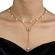 201 Stainless Steel Curb Chains Double Layer Necklaces with ABS Imitation Pearl Beaded(NJEW-D055-13G)-2