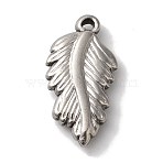 Non-Tarnish 304 Stainless Steel Pendants, Leaf Charms, Stainless Steel Color, 19.5x10x3.5mm, Hole: 1.2mm(STAS-L081-005P-05)