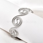 304 Stainless Steel Cuff Bangles for Women, Stainless Steel Color, Inner Diameter: 2-1/4x2-1/8 inch(5.7x5.4cm)(BJEW-Z150-01P-01)