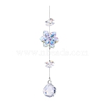Glass Flower Hanging Ornaments, Hanging Suncatchers Home Garden Outdoor Decorations, Clear AB, 290mm(PW-WG452EB-03)