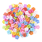 1 Bag 2-Hole Resin Buttons, Mixed Color, Flower, 12x12x2mm, Hole: 1.6mm, 200pcs/bag(BUTT-SP0001-19A)
