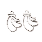 304 Stainless Steel Charms, Banana Charms, Laser Cut, Cut-Out, Stainless Steel Color, 13.5x9x1mm, Hole: 1.1mm(STAS-F367-18P)