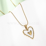 304 Stainless Steel White Enamel Pendant Necklaces for Women, Golden, Heart, 15.55 inch(39.5cm)(NJEW-F378-02G-01)