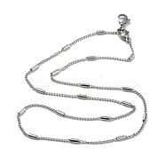 304 Stainless Steel Column Beaded Curb Chains, Satellite Chain Necklace, Stainless Steel Color, 15.75~16.34 inch(40~41.5cm)(NJEW-D045-08P)