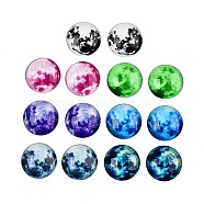 Fluorescent Glass Cabochons, Half Round with Moon, Glow in the Dark Beads, Mixed Color, 25x7.5mm,  14pcs/set(GGLA-T004-13)