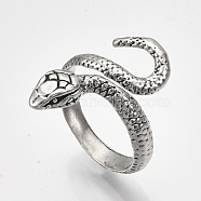 Alloy Cuff Finger Rings, Snake, Antique Silver, Size 9, 19mm(RJEW-S038-194B)
