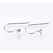 304 Stainless Steel Earring Hooks, Stainless Steel Color, 14mm, 21 Gauge, Pin: 0.7mm(STAS-I069-41)