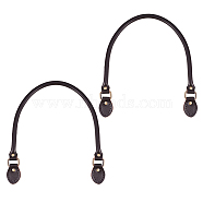 Leather Bag Handles, with Alloy Clasps, for Bag Straps Replacement Accessories, Antique Golden, Coconut Brown, 615x14x10mm(FIND-PH0015-45C)