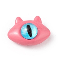 Spray Painted Alloy Beads, with Glass Eye, Cat Head, Deep Pink, 10.5x15x7mm, Hole: 1.5mm(PALLOY-K001-18E)