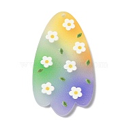 Printed Acrylic Pendants, Flower Petals Charm, Colorful, 42.5x24x2.5mm, Hole: 1.6mm(OACR-B015-06D)