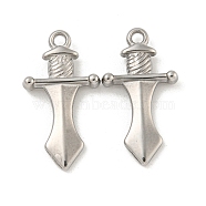 Non-Tarnish 304 Stainless Steel Pendants, Sword Charm, Stainless Steel Color, 21.5x11.5x3.5mm, Hole: 1.5mm(STAS-N103-134P)