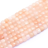 Natural Pink Aventurine Beads Strands, Cube, Faceted, 6~6.5x6~6.5x6~6.5mm, Hole: 1mm, about 58pcs/Strand, 15.55 inch(39.5cm)(G-K310-B05)