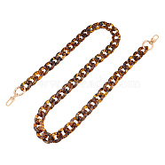 Leopard Print Pattern Acrylic Curb Chain Bag Handles, with Alloy Swivel Clasps, for Crossbody Bag Replacement Accessories, Goldenrod, 103cm(FIND-WH0120-04C)