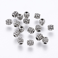 CCB Plastic Beads, Barrel, Antique Silver, 3.5x4.5mm, Hole: 2.5mm(CCB-K003-41AS)
