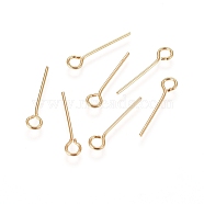304 Stainless Steel Eye Pins, Golden, 15x0.6mm, Hole: 2mm(STAS-L238-005A-G)