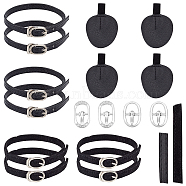 AHADEMAKER 4 Sets 2 Style PU Leather Cloth High-heeled Shoelaces Kit, with Alloy Buckles & Adhesive Heel Pad, Anti-loose Shoe Strap, Black, 295x12x3mm, 2 sets/style(AJEW-GA0004-24)