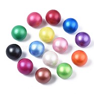 Painted Natural Wood Beads, Pearlized, No Hole/Undrilled, Round, Mixed Color, 15mm(WOOD-S057-071)