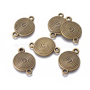 Tibetan Style Alloy Links connectors, Flat Round/Vortex, Antique Bronze, 26x18x2mm, Hole: 2mm(PALLOY-F240-04AB-NF)