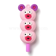 PVC Plastic Big Pendants, Monster Doll, Pink, 65x27x19mm, Hole: 3.5mm(PVC-M003-06B)