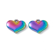 Ion Plating(IP) 304 Stainless Steel Pendants, Heart Charms, Rainbow Color, 12x15x3mm, Hole: 1mm(STAS-K242-17M)