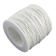 Eco-Friendly Waxed Cotton Thread Cords, Macrame Beading Cords, for Bracelet Necklace Jewelry Making, White, 1mm, about 100yards/roll(YC-R008-1.0mm-101)