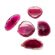 Natural Brazilian Agate Big Pendants, Dyed, Mixed Shapes, Cerise, 50~75x30~50x4~7mm, Hole: 1.5mm(G-R418-63)