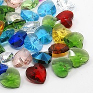 Romantic Valentines Ideas Glass Charms, Faceted Heart Charms, Mixed Color, 10x10x5mm, Hole: 1mm(G030V10mm-M)