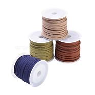 3mm Faux Suede Cord, Faux Suede Lace, Mixed Color, 3x1.5mm, about 5.46 yards(5m)/roll, 4rolls/set(LW-JP0003-02)