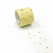 Glitter Sequin Deco Mesh Ribbons, Tulle Fabric, Tulle Roll Spool Fabric For Skirt Making, Lemon Chiffon, 2 inch(5cm), about 25yards/roll(22.86m/roll)(OCOR-P010-A-C05)