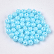 Opaque Plastic Beads, Round, Light Blue, 6x5.5mm, Hole: 1.8mm, about 4790pcs/500g(KY-T005-6mm-613)