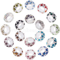 Alloy Rhinestone European Beads Set, Large Hole Beads, Rondelle, Mixed Color, 11x6mm, Hole: 5mm, about 108pcs/box(CPDL-PH0001-01)