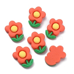 Opaque Resin Cabochons, Flower, Tomato, 21x16.5x5.5mm(RESI-TAC0018-07)