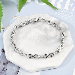 304 Stainless Steel Infinity Link Chain Bracelets for Women Men, Stainless Steel Color, 8-1/4 inch(21cm), Link: 14x6x2mm(BJEW-F488-53A-P)