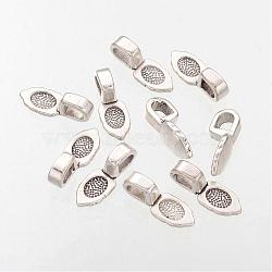 Spade Tibetan Style Pendant Glue-on Bails, Lead Free & Cadmium Free, Antique Silver, 16mm long, 6mm wide, 5mm thick, Hole: 3mm(AB3357Y)