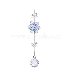 Glass Flower Hanging Ornaments, Hanging Suncatchers Home Garden Outdoor Decorations, Clear AB, 290mm(PW-WG452EB-03)