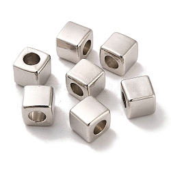 CCB Plastic Beads, Cube, Platinum, 6.7x6.7x6.7mm, Hole: 3.6mm(CCB-U001-41P)