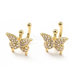 Clear Cubic Zirconia Butterfly Cuff Earrings, Brass Jewelry for Non-pierced Ears, Cadmium Free & Lead Free, Golden, 10x12x12mm(EJEW-G295-07G)