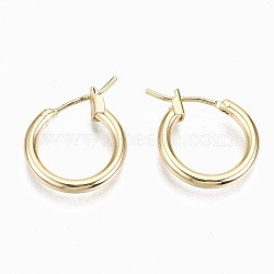 Brass Hoop Earrings, Nickel Free, Ring, Real 18K Gold Plated, 15x2mm, Pin: 0.7mm(X-KK-S356-150G-NF)