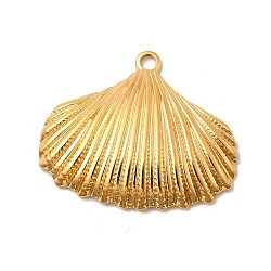 304 Stainless Steel Pendants, Ion Plating(IP), Real 18K Gold Plated, Shell Shape, 25x29x4mm, Hole: 2.2mm(X1-STAS-Z157-21G-04)