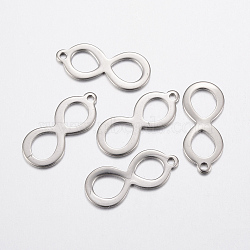 Tarnish Resistant 304 Stainless Steel Pendants, Infinity, Stainless Steel Color, 19.5x8x1mm, Hole: 1mm(STAS-L200-89P)