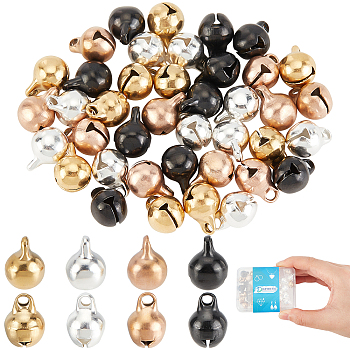 40Pcs 4 Colors Ion Plating(IP) 304 Stainless Steel Bell Charms, Mixed Color, 11x8mm, Hole: 1.8mm, 10pcs/color