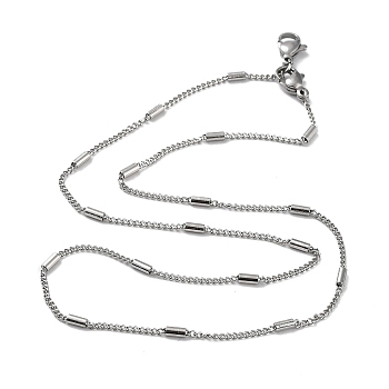 304 Stainless Steel Column Beaded Curb Chains, Satellite Chain Necklace, Stainless Steel Color, 15.75~16.34 inch(40~41.5cm)