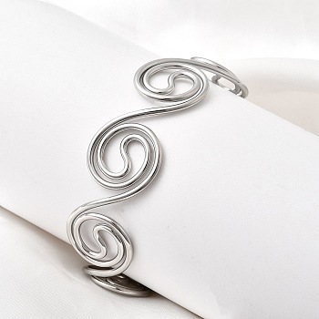 304 Stainless Steel Cuff Bangles for Women, Stainless Steel Color, Inner Diameter: 2-1/4x2-1/8 inch(5.7x5.4cm)