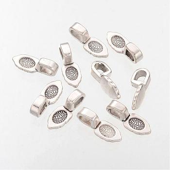 Spade Tibetan Style Pendant Glue-on Bails, Lead Free & Cadmium Free, Antique Silver, 16mm long, 6mm wide, 5mm thick, Hole: 3mm