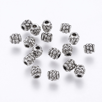 CCB Plastic Beads, Barrel, Antique Silver, 3.5x4.5mm, Hole: 2.5mm