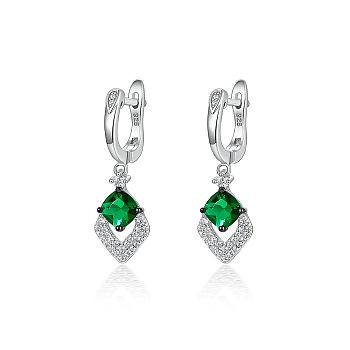 925 Sterling Silver with Cubic Zirconia Hoop Earrings